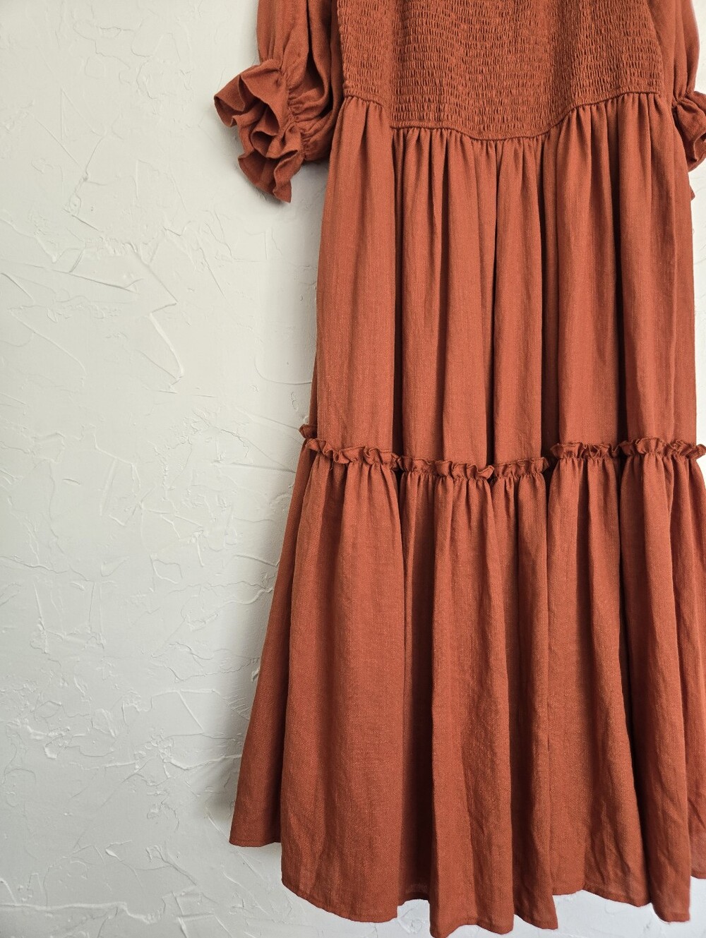 Ivy City Co Orange Smocked Lani Spice Dress, XL - Picture 7 of 10